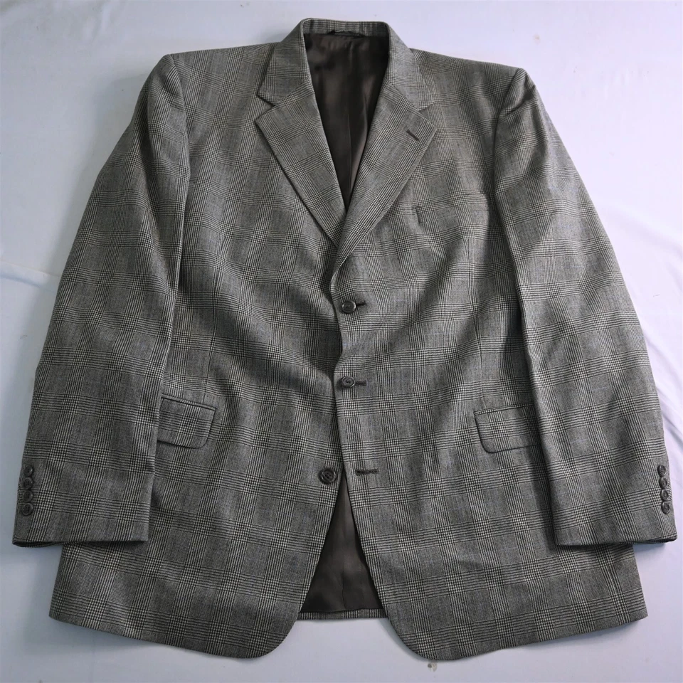 Colete Stafford 48L 40x32 marrom xadrez glenn lã flanela 3 peças jaqueta calça terno - Imagem 2 de 4