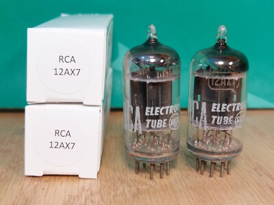 Perfectly Matched Pair of RCA 12AX7 ECC83 Black Plate 1955 Vacuum Tubes