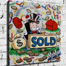 24x24" Alec Monopoly "MiMo Sold Master" New HD print on canvas rolled up print
