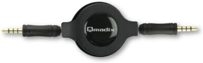 Qmadix Retractable Auxiliary Audio Cable 3.5mm - Black