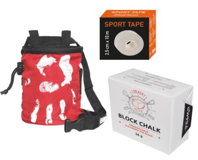 LACD Chalk Bag Hand red + Sport Tape 2.5cm + Camp Block Chalk