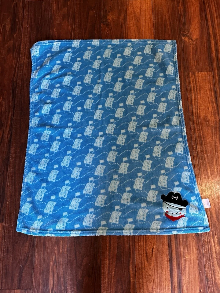 Le Bebe 海盗章鱼婴儿安全毯蓝色航海 34x27 羊毛 Lovey — 第 3/4 张图片