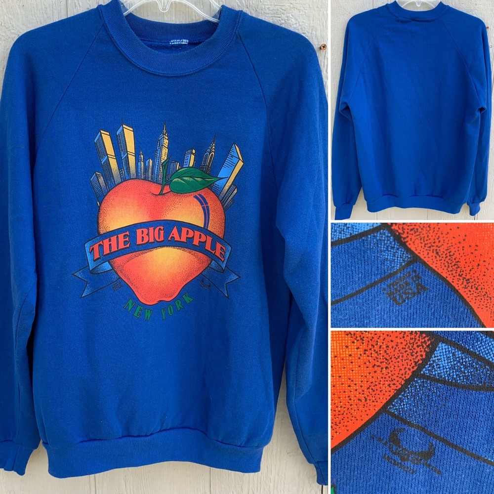 Vintage The Big Apple New York Raglan Sweatshirt Made In USA 90s 1990s Size M/L