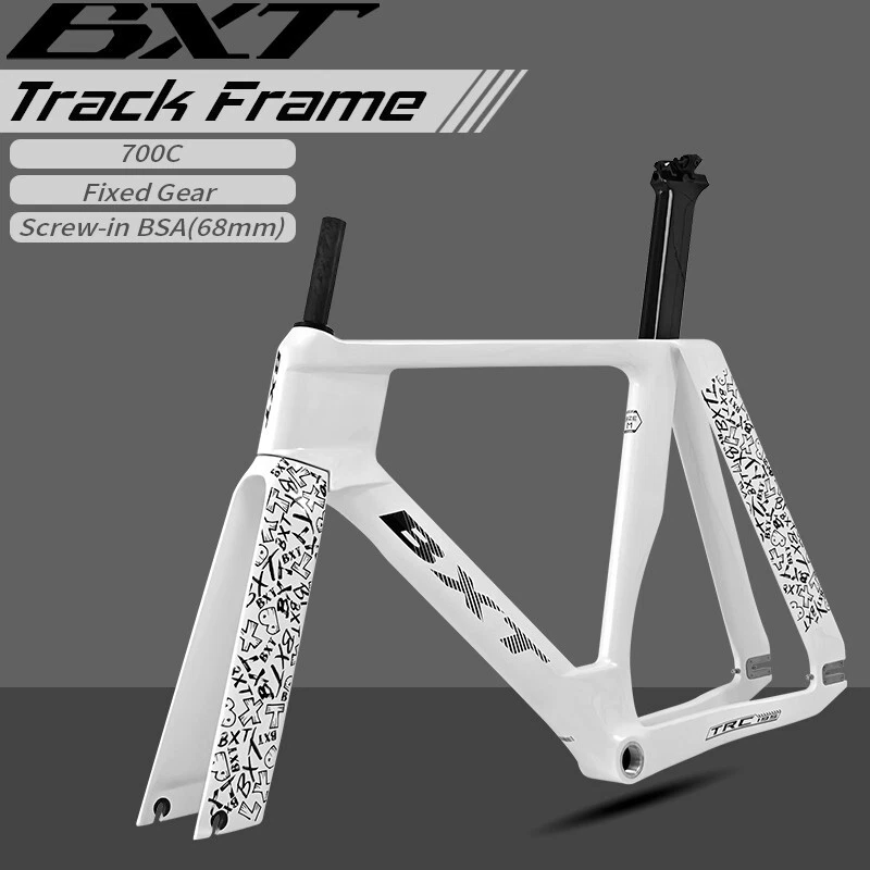 BXT New Full Carbon Fiber Track Frame BSA Road Bike Frame 700c Rigid Fixed Gear - Image 2 of 4