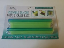 2 Pack Reusable Silicone Food Storage Bags, Leakproof Microwave/Freezer Sealer.