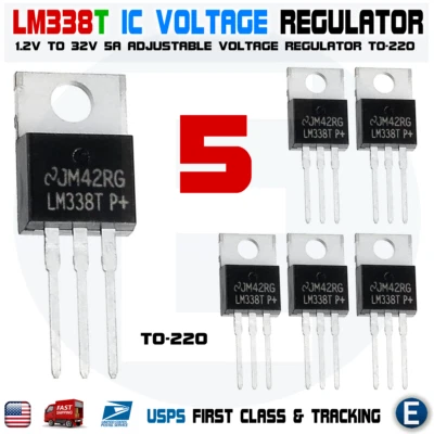5pcs LM338T LM338 Adjustable Regulator 5A 1.2V To 32V TO-220 LM317 replacement - Image 1 of 3