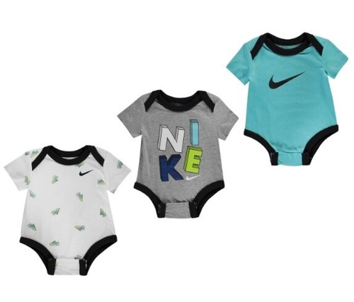 Nike Air Max Bebé Niños Niño Set 3 Bodysuits 0-3 Meses Gris Azul Blanco  Nuevo | eBay