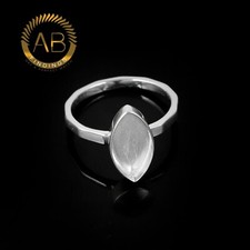 925 Sterling Silver Marquise Designer Band Blank Bezel Setting Ring Supplies