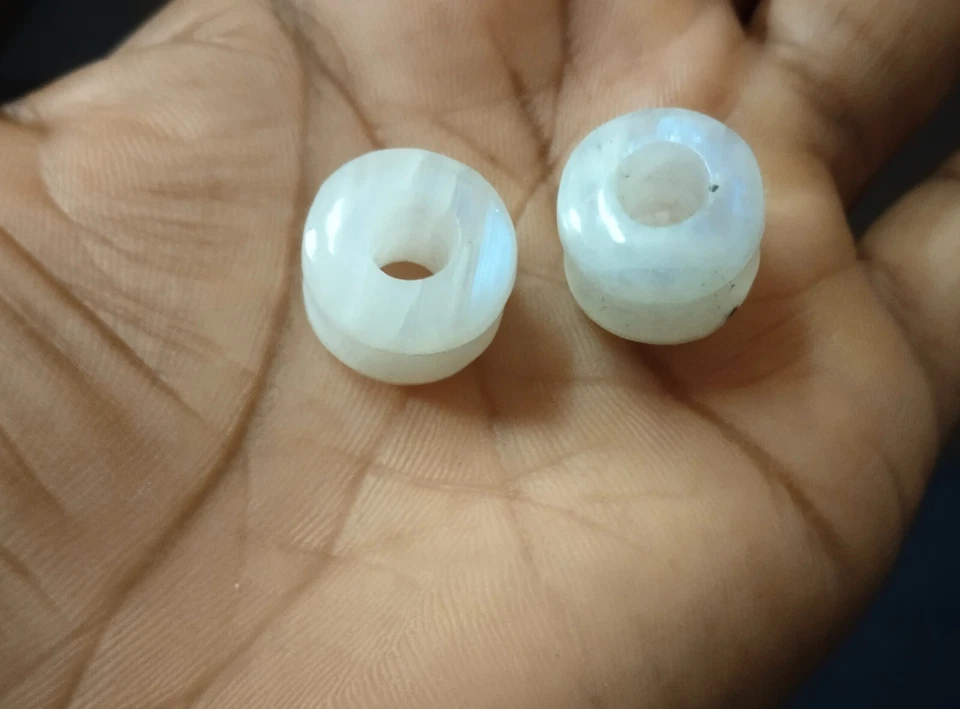 Natural Rainbow Moonstone-Double Flared Side- Tunnel Earplugs- Gauges Plug - Image 4 of 4