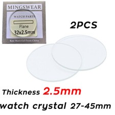 2X 2.5mm Watch Crystal 27-45mm Flat Round Mineral Glass Watchmaker Repair Tools