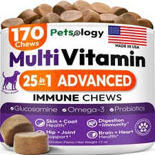 Dog Multivitamin Chewable Vitamins Supplements with Glucosamine 170 Chews