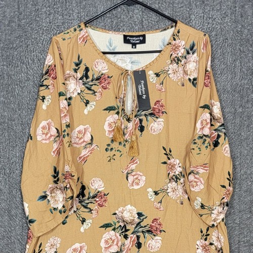 Feathers by Tolani Anthropologie Dress Womens Medium Mustard Floral Cottagecore - Picture 2 of 12