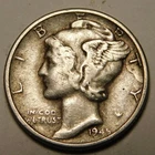 1945 D Mercury Dime 90% Silver  VF- EF   "Actual Coin Pictured - Not Cleaned"