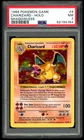 1999 POKEMON GAME BASE SET #4 CHARIZARD-HOLO SHADOWLESS PSA 7