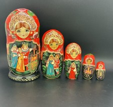 Fairytale Hand Made Russian Matryoshka Nesting Doll Set 5 Piece Artist Signed S1