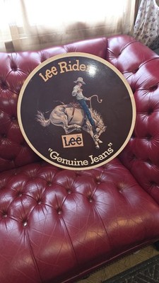 Vintage Lee Riders '' Genuine Jeans'' Advertising Sign 70s 80s 20inch Double Sided