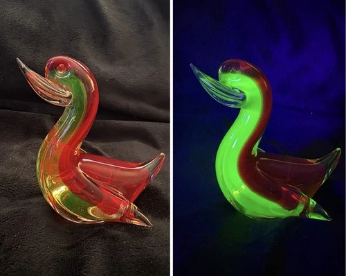 Murano Glass Uranium Vintage Duck Bird Glows