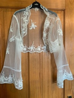 Linzi Jay Ivory Diamonte Wedding Shrug Bolero Jacket Size Medium