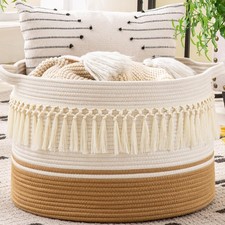 Large Blanket Basket 20"x13" ,Woven Baskets for storage Baby Laundry Hamper,...