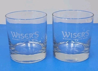 Lot of 2 Wiser's Blended Canadian Whisky Rocks Glass Logo Double Old Fashioned