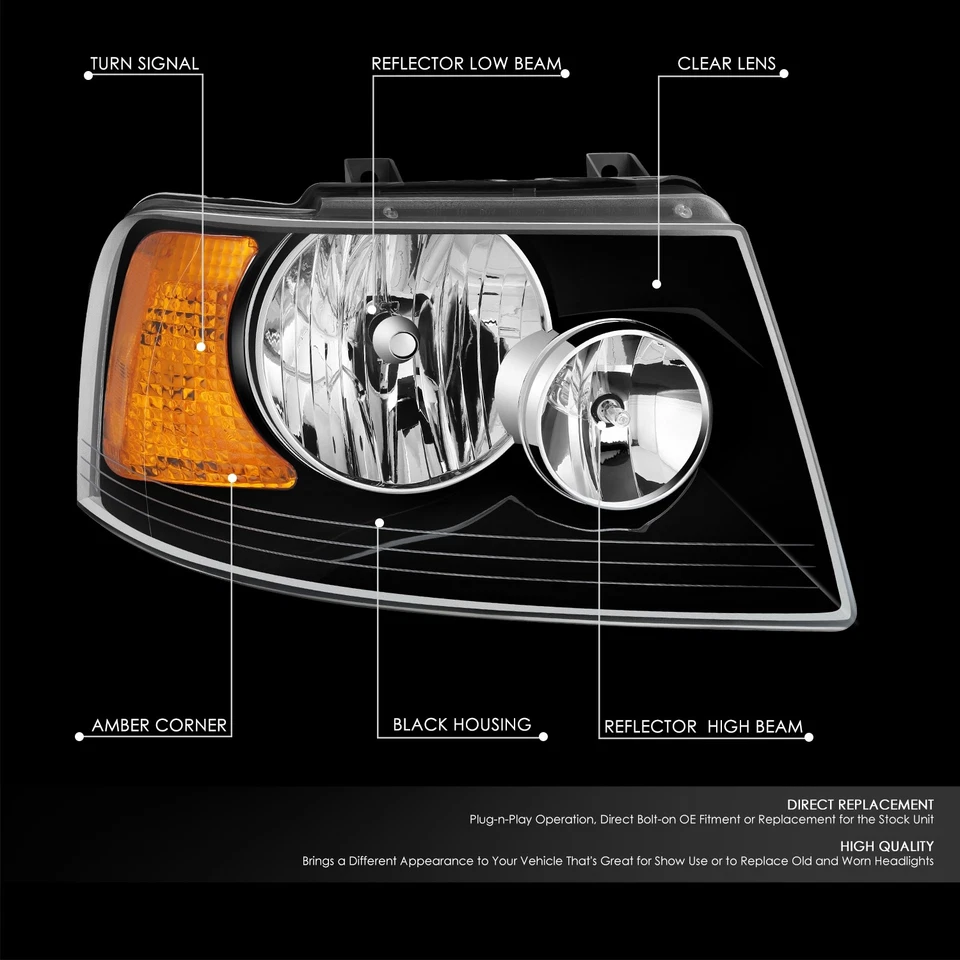 Faro lateral de pasajero negro/ámbar estilo OE Ford Expedition 03-06 Foto 2 de 4