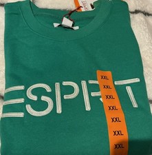 Esprit Women s Green Crew Neck Pullover Sweatshirt Embroidered Logo XXL