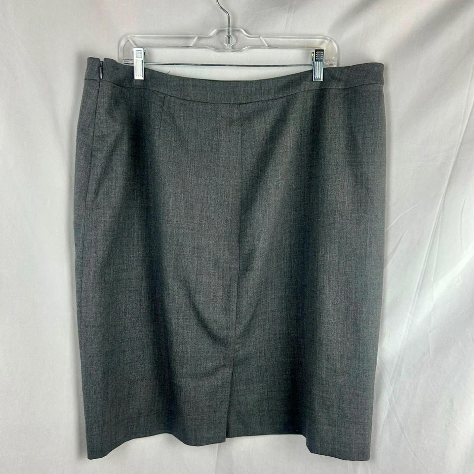 Falda Lápiz Recta 100% Lana Garnet Hill Mujer Plus 18 Gris Bordado Floral Foto 4 de 4