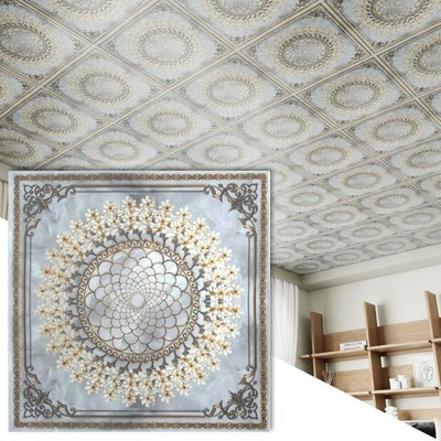 LooYee 24 PCS 2x2 Ft HighStrength Ceiling Tiles 24x24 Inch Gilded Floral Cei