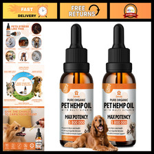 Organic Hemp Oil for Dogs Cats - 2 Pack Calming Drops for Anxiety, Stress Reli