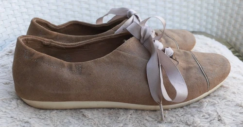 Clarks Artisan ballerine donna stringate in pelle grosgrain nastro lacci TG 7 marrone