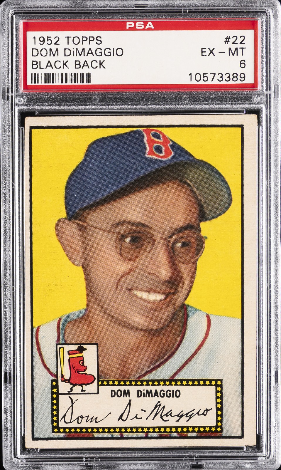 1952 TOPPS BLACK BACK #22 DOM DIMAGGIO PSA 6