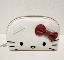 Hello Kitty Face Cosmetic Pouch White Retro Sanrio Japan Makeup Bag Cute Gift