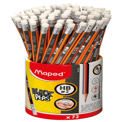 Mapmaped Blackpeps 2 Graphite Pencil 72-Pack - Ergonomic Triangular Shape For