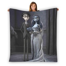 Coperta in pile di flanella stampa Tim Burton's Corpse Bride morbida calda su un lato
