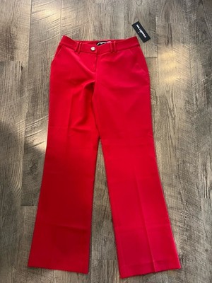 New Karl Lagerfeld Paris Women Coral Red Wide Leg Trousers Dress Pants Size 6