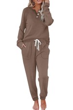 WIHOLL Lounge Sets for Women Fall Outfits 2 Piece Sweatsuits for Women Set Kh...