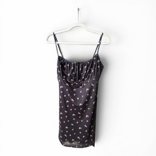 Forever 21 Black Rosette Classic Mini Dress Women's Size Large Floral Strappy GC