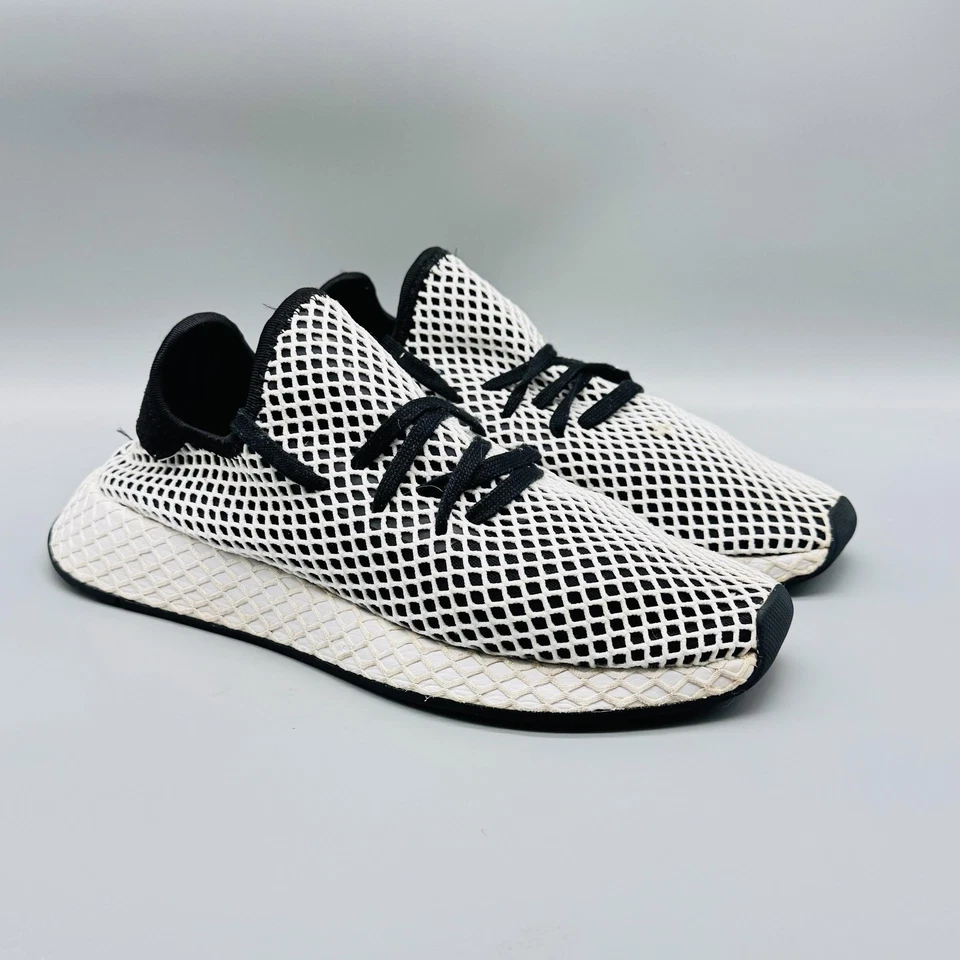 Adidas Shoes Mens 7.5 Black White Originals Deerupt Runner Mesh Net Sneakers - Image 2 of 4
