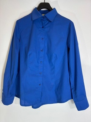 KARLOWSKY Premium Shirt Women's UK 22 Button Up Spread Collar Blue Formal
