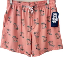 Life is Good Jake Golf Swim Trunks Mens Size L Peachy Pink Multi UPF 50+ NEW