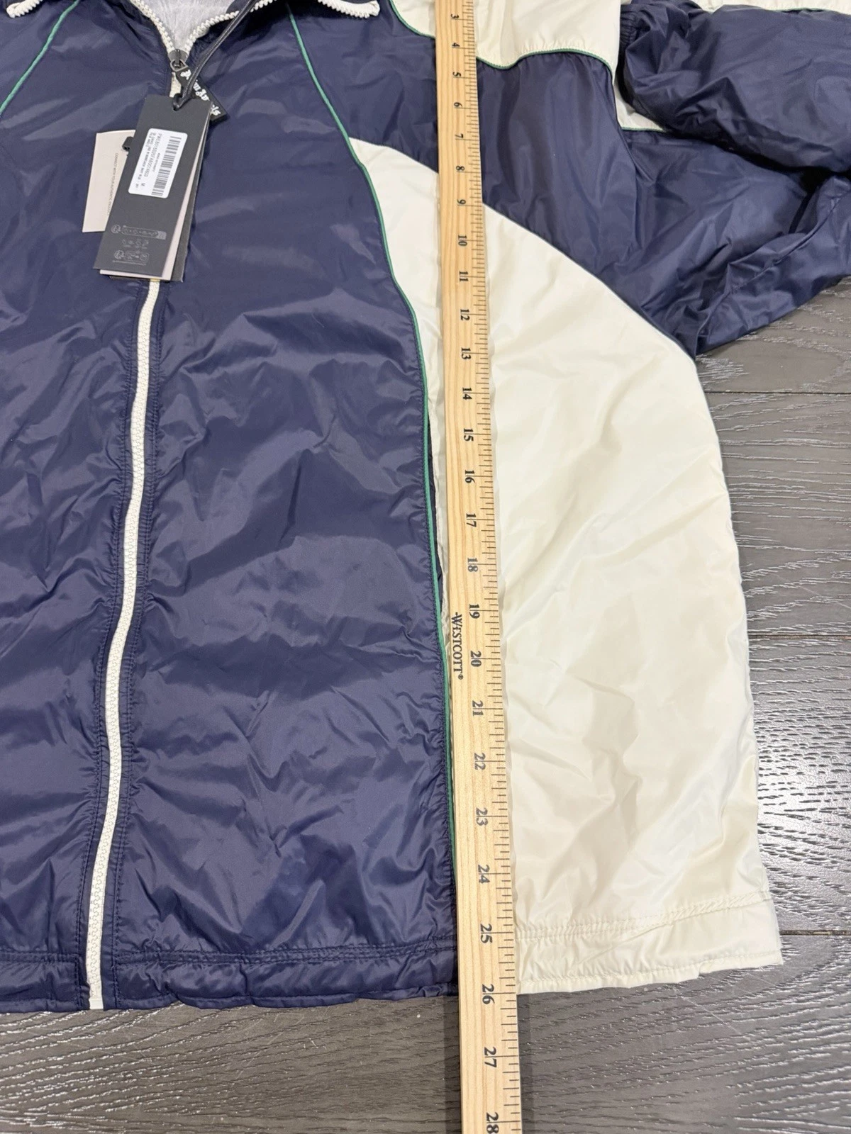 Palm Angels MED Curved Logo Windbreaker Jacket Navy Blue NWT π₯ $1181 - product detail image 13
