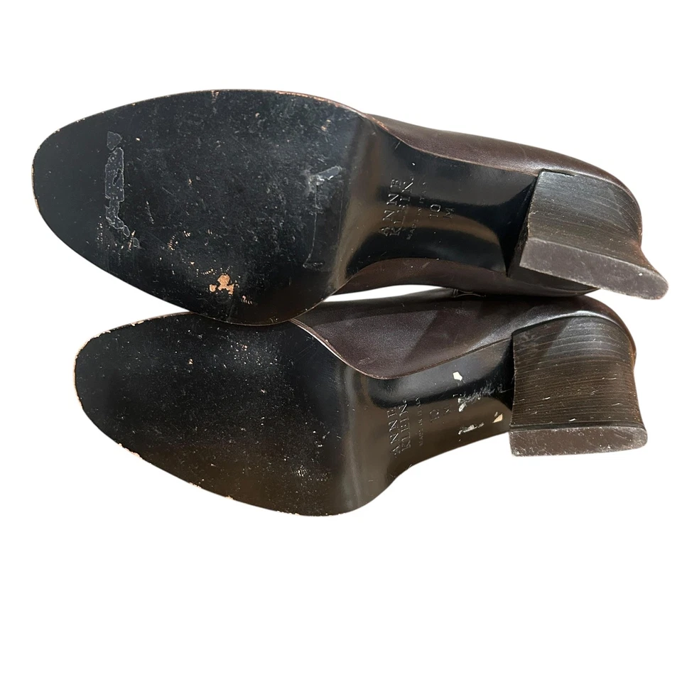 Lanvin Botas Mujer Talla 39 Cuero Marrón Tacón Bloque Botines Forro Rojo Foto 4 de 4