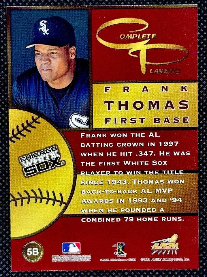 1999 Pacific Aurora Complete Players #5B FRANK THOMAS Red Foil SP #062/299 - Image 2 of 2