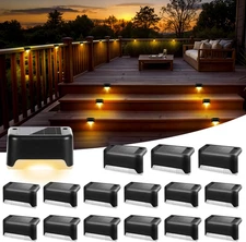 16-Pack Waterproof Solar Deck Lights for Outdoor Use - Warm White LED