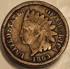 1863 Indian Head Penny! Great Condition Coin!