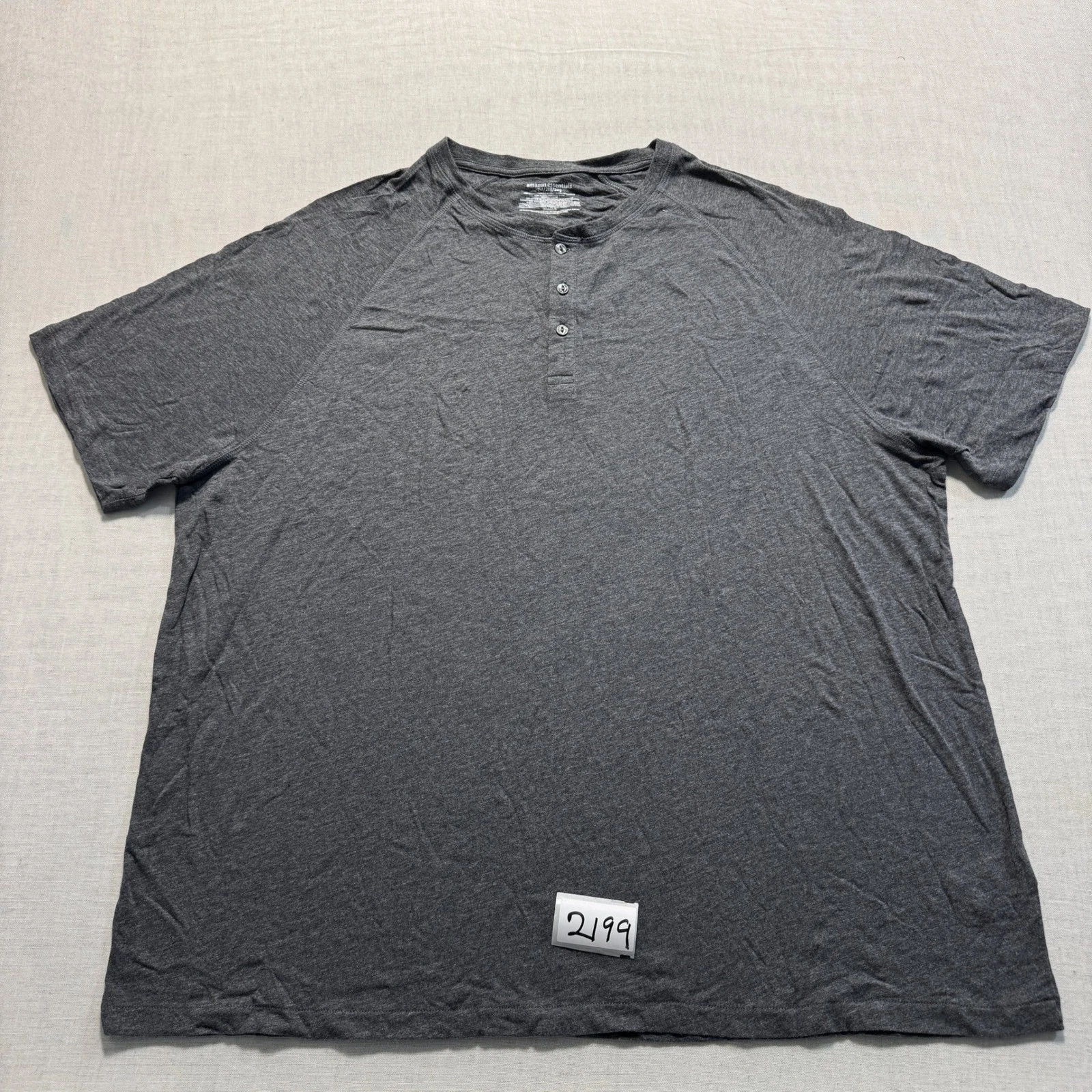 Amazon Essentials Henley Shirt Mens Sz 2XL Gray New Without Tags