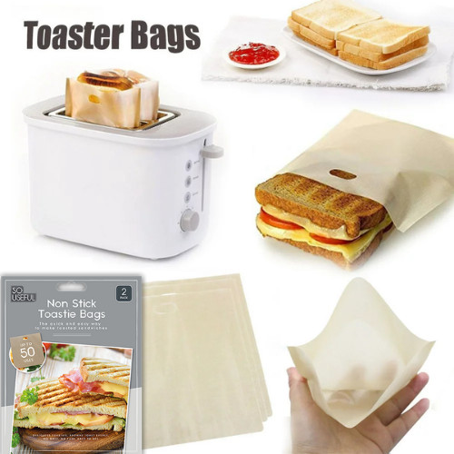 New Reusable Toaster Bag Non-Stick Toastie Sandwich Toast Bags Pocket Toasty