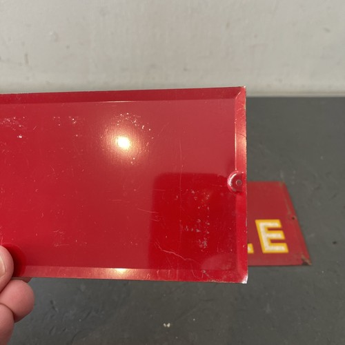 2 Lot Vintage Red Tin Office For Rent Door Sign House Sale Reflective Lettering - Picture 9 of 15