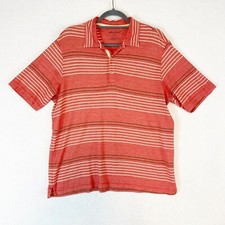 Eddie Bauer Polo Shirt Men's Large Short Sleeve Striped 100 Cotton Retro
