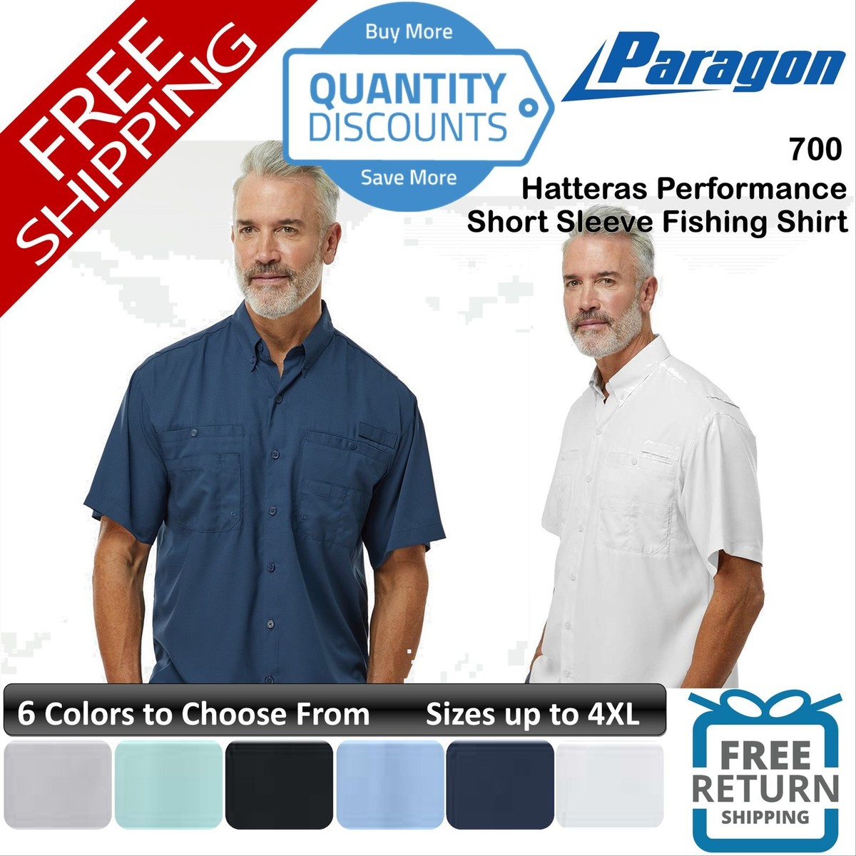 🔥 Paragon Men Hatteras Performance Short Sleeve Fishing